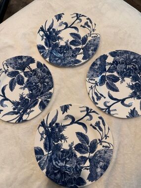 Blue Floral Salad Plates - Set of 4